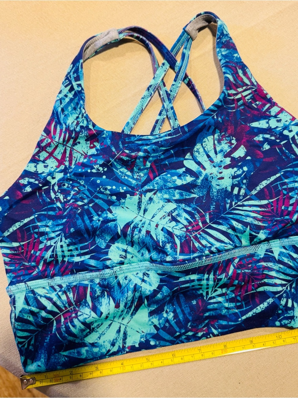 Born Primitive Blue Teal Tropical Leaf Crisscross Sports Bra